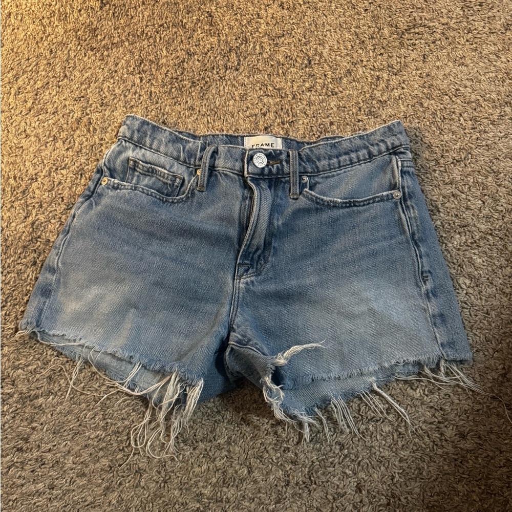 Frame Le Brigette Distressed Blue Jean Shorts
